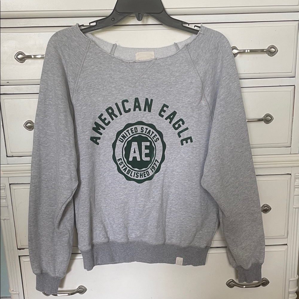 American Eagle Outfitters Gray Logo Sweater